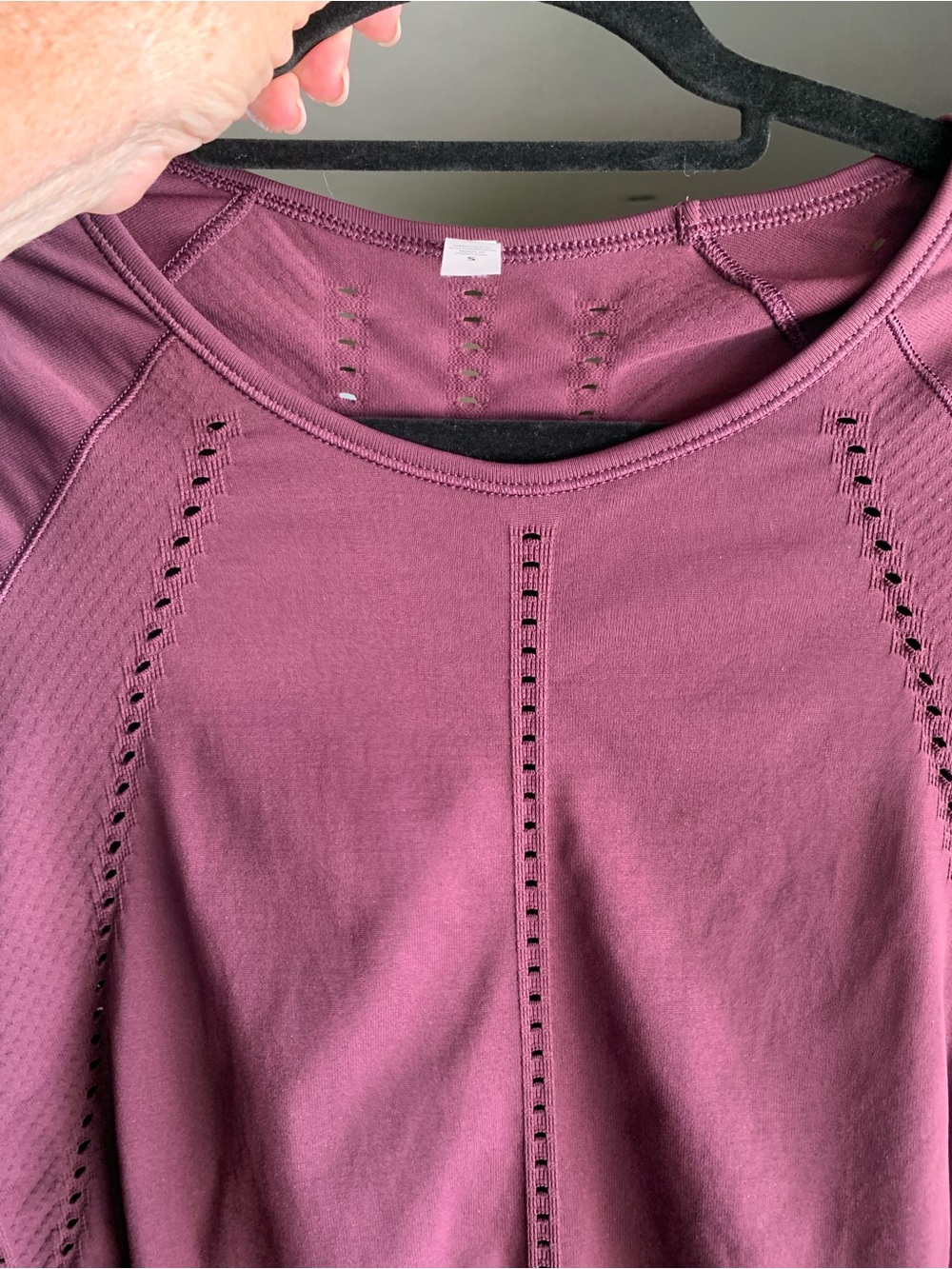 Athleta Deep Plum Long-Sleeve Perforated Crew Top - Picture 7 of 12